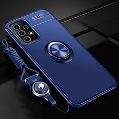 Silikon Hülle Handyhülle Ultra Dünn Schutzhülle Tasche Flexible mit Magnetisch Fingerring Ständer JM3 für Samsung Galaxy A33 5G Blau