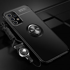 Silikon Hülle Handyhülle Ultra Dünn Schutzhülle Tasche Flexible mit Magnetisch Fingerring Ständer JM3 für Samsung Galaxy A33 5G Schwarz