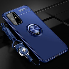 Silikon Hülle Handyhülle Ultra Dünn Schutzhülle Tasche Flexible mit Magnetisch Fingerring Ständer JM3 für Samsung Galaxy S20 Plus Blau