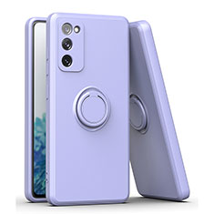 Silikon Hülle Handyhülle Ultra Dünn Schutzhülle Tasche Flexible mit Magnetisch Fingerring Ständer QW1 für Samsung Galaxy S20 Lite 5G Lavendel Grau