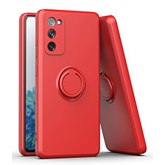Silikon Hülle Handyhülle Ultra Dünn Schutzhülle Tasche Flexible mit Magnetisch Fingerring Ständer QW1 für Samsung Galaxy S20 Lite 5G Rot