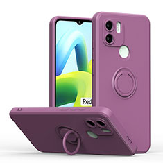 Silikon Hülle Handyhülle Ultra Dünn Schutzhülle Tasche Flexible mit Magnetisch Fingerring Ständer QW1 für Xiaomi Redmi A2 Plus Violett