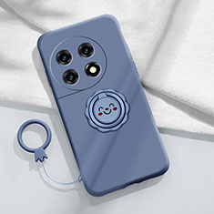 Silikon Hülle Handyhülle Ultra Dünn Schutzhülle Tasche Flexible mit Magnetisch Fingerring Ständer S01 für OnePlus 11R 5G Lavendel Grau
