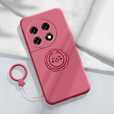 Silikon Hülle Handyhülle Ultra Dünn Schutzhülle Tasche Flexible mit Magnetisch Fingerring Ständer S01 für OnePlus 11R 5G Pink