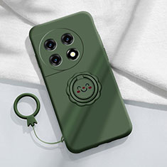 Silikon Hülle Handyhülle Ultra Dünn Schutzhülle Tasche Flexible mit Magnetisch Fingerring Ständer S01 für OnePlus Ace 2 5G Nachtgrün