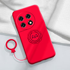 Silikon Hülle Handyhülle Ultra Dünn Schutzhülle Tasche Flexible mit Magnetisch Fingerring Ständer S01 für OnePlus Ace 2 5G Rot