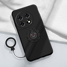 Silikon Hülle Handyhülle Ultra Dünn Schutzhülle Tasche Flexible mit Magnetisch Fingerring Ständer S01 für OnePlus Ace 2 5G Schwarz