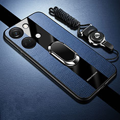 Silikon Hülle Handyhülle Ultra Dünn Schutzhülle Tasche Flexible mit Magnetisch Fingerring Ständer S01 für OnePlus Ace 2V 5G Blau