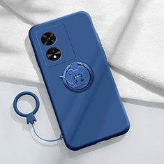 Silikon Hülle Handyhülle Ultra Dünn Schutzhülle Tasche Flexible mit Magnetisch Fingerring Ständer S01 für Oppo A18 Blau