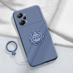 Silikon Hülle Handyhülle Ultra Dünn Schutzhülle Tasche Flexible mit Magnetisch Fingerring Ständer S01 für Oppo K10 Pro 5G Lavendel Grau