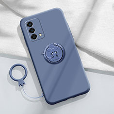 Silikon Hülle Handyhülle Ultra Dünn Schutzhülle Tasche Flexible mit Magnetisch Fingerring Ständer S01 für Oppo K9 5G Lavendel Grau