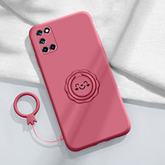 Silikon Hülle Handyhülle Ultra Dünn Schutzhülle Tasche Flexible mit Magnetisch Fingerring Ständer S01 für Oppo Reno6 Pro+ Plus 5G Pink