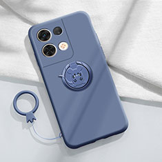 Silikon Hülle Handyhülle Ultra Dünn Schutzhülle Tasche Flexible mit Magnetisch Fingerring Ständer S01 für Oppo Reno8 5G Lavendel Grau