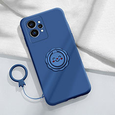 Silikon Hülle Handyhülle Ultra Dünn Schutzhülle Tasche Flexible mit Magnetisch Fingerring Ständer S01 für Realme GT Neo 3T 5G Blau