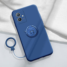 Silikon Hülle Handyhülle Ultra Dünn Schutzhülle Tasche Flexible mit Magnetisch Fingerring Ständer S01 für Vivo iQOO Z6 5G Blau