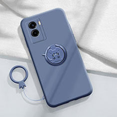 Silikon Hülle Handyhülle Ultra Dünn Schutzhülle Tasche Flexible mit Magnetisch Fingerring Ständer S01 für Vivo Y55s (2021) Lavendel Grau