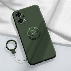 Silikon Hülle Handyhülle Ultra Dünn Schutzhülle Tasche Flexible mit Magnetisch Fingerring Ständer S01 für Xiaomi Poco F5 5G Grün