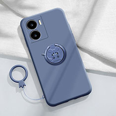 Silikon Hülle Handyhülle Ultra Dünn Schutzhülle Tasche Flexible mit Magnetisch Fingerring Ständer S02 für Vivo iQOO Z7 5G Lavendel Grau
