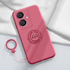 Silikon Hülle Handyhülle Ultra Dünn Schutzhülle Tasche Flexible mit Magnetisch Fingerring Ständer S02 für Vivo V29 Lite 5G Pink