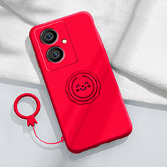 Silikon Hülle Handyhülle Ultra Dünn Schutzhülle Tasche Flexible mit Magnetisch Fingerring Ständer S02 für Vivo V29 Lite 5G Rot