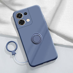 Silikon Hülle Handyhülle Ultra Dünn Schutzhülle Tasche Flexible mit Magnetisch Fingerring Ständer S03 für Oppo Reno9 Pro+ Plus 5G Lavendel Grau