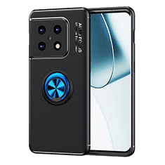 Silikon Hülle Handyhülle Ultra Dünn Schutzhülle Tasche Flexible mit Magnetisch Fingerring Ständer SD1 für OnePlus 10 Pro 5G Blau und Schwarz