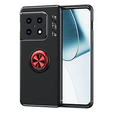 Silikon Hülle Handyhülle Ultra Dünn Schutzhülle Tasche Flexible mit Magnetisch Fingerring Ständer SD1 für OnePlus 10 Pro 5G Rot und Schwarz