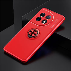 Silikon Hülle Handyhülle Ultra Dünn Schutzhülle Tasche Flexible mit Magnetisch Fingerring Ständer SD1 für OnePlus 11 5G Rot