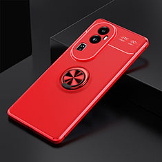 Silikon Hülle Handyhülle Ultra Dünn Schutzhülle Tasche Flexible mit Magnetisch Fingerring Ständer SD1 für Oppo Reno10 Pro+ Plus 5G Rot