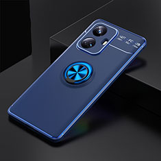 Silikon Hülle Handyhülle Ultra Dünn Schutzhülle Tasche Flexible mit Magnetisch Fingerring Ständer SD1 für Realme 10 Pro+ Plus 5G Blau