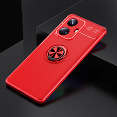 Silikon Hülle Handyhülle Ultra Dünn Schutzhülle Tasche Flexible mit Magnetisch Fingerring Ständer SD1 für Realme 10 Pro+ Plus 5G Rot