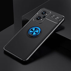 Silikon Hülle Handyhülle Ultra Dünn Schutzhülle Tasche Flexible mit Magnetisch Fingerring Ständer SD1 für Realme GT Neo 3T 5G Blau und Schwarz