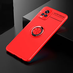 Silikon Hülle Handyhülle Ultra Dünn Schutzhülle Tasche Flexible mit Magnetisch Fingerring Ständer SD1 für Vivo V20 Rot