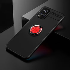 Silikon Hülle Handyhülle Ultra Dünn Schutzhülle Tasche Flexible mit Magnetisch Fingerring Ständer SD1 für Vivo V20 Rot und Schwarz
