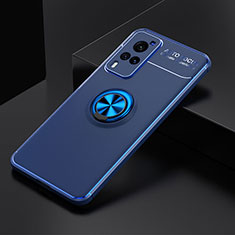 Silikon Hülle Handyhülle Ultra Dünn Schutzhülle Tasche Flexible mit Magnetisch Fingerring Ständer SD1 für Vivo X60 Pro 5G Blau