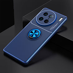 Silikon Hülle Handyhülle Ultra Dünn Schutzhülle Tasche Flexible mit Magnetisch Fingerring Ständer SD1 für Vivo X90 Pro 5G Blau