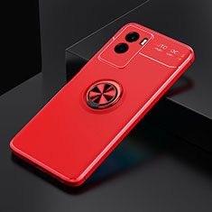 Silikon Hülle Handyhülle Ultra Dünn Schutzhülle Tasche Flexible mit Magnetisch Fingerring Ständer SD1 für Vivo Y55s (2021) Rot