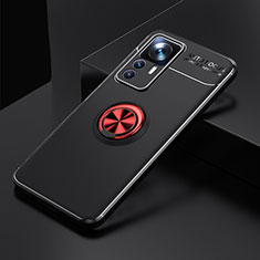 Silikon Hülle Handyhülle Ultra Dünn Schutzhülle Tasche Flexible mit Magnetisch Fingerring Ständer SD1 für Xiaomi Mi 12T Pro 5G Rot und Schwarz