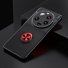 Silikon Hülle Handyhülle Ultra Dünn Schutzhülle Tasche Flexible mit Magnetisch Fingerring Ständer SD1 für Xiaomi Mi 13 Ultra 5G Rot und Schwarz