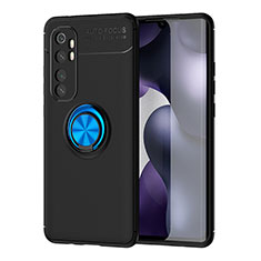 Silikon Hülle Handyhülle Ultra Dünn Schutzhülle Tasche Flexible mit Magnetisch Fingerring Ständer SD1 für Xiaomi Mi Note 10 Lite Blau und Schwarz
