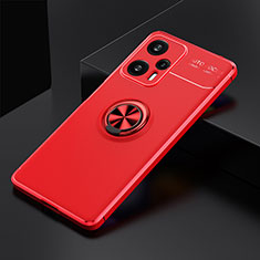 Silikon Hülle Handyhülle Ultra Dünn Schutzhülle Tasche Flexible mit Magnetisch Fingerring Ständer SD1 für Xiaomi Poco F5 5G Rot