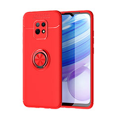 Silikon Hülle Handyhülle Ultra Dünn Schutzhülle Tasche Flexible mit Magnetisch Fingerring Ständer SD1 für Xiaomi Redmi 10X 5G Rot
