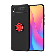 Silikon Hülle Handyhülle Ultra Dünn Schutzhülle Tasche Flexible mit Magnetisch Fingerring Ständer SD1 für Xiaomi Redmi 9AT Rot und Schwarz