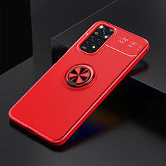 Silikon Hülle Handyhülle Ultra Dünn Schutzhülle Tasche Flexible mit Magnetisch Fingerring Ständer SD1 für Xiaomi Redmi Note 11 4G (2022) Rot