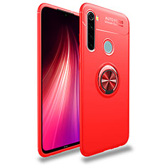 Silikon Hülle Handyhülle Ultra Dünn Schutzhülle Tasche Flexible mit Magnetisch Fingerring Ständer SD1 für Xiaomi Redmi Note 8 (2021) Rot