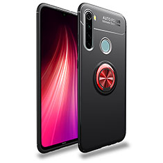 Silikon Hülle Handyhülle Ultra Dünn Schutzhülle Tasche Flexible mit Magnetisch Fingerring Ständer SD1 für Xiaomi Redmi Note 8 (2021) Rot und Schwarz