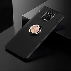 Silikon Hülle Handyhülle Ultra Dünn Schutzhülle Tasche Flexible mit Magnetisch Fingerring Ständer SD1 für Xiaomi Redmi Note 9 Pro Gold und Schwarz