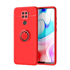 Silikon Hülle Handyhülle Ultra Dünn Schutzhülle Tasche Flexible mit Magnetisch Fingerring Ständer SD1 für Xiaomi Redmi Note 9 Rot