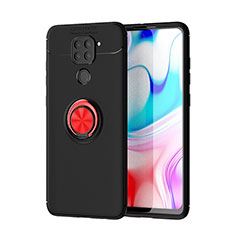 Silikon Hülle Handyhülle Ultra Dünn Schutzhülle Tasche Flexible mit Magnetisch Fingerring Ständer SD1 für Xiaomi Redmi Note 9 Rot und Schwarz