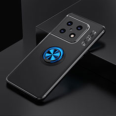 Silikon Hülle Handyhülle Ultra Dünn Schutzhülle Tasche Flexible mit Magnetisch Fingerring Ständer SD2 für OnePlus 10 Pro 5G Blau und Schwarz